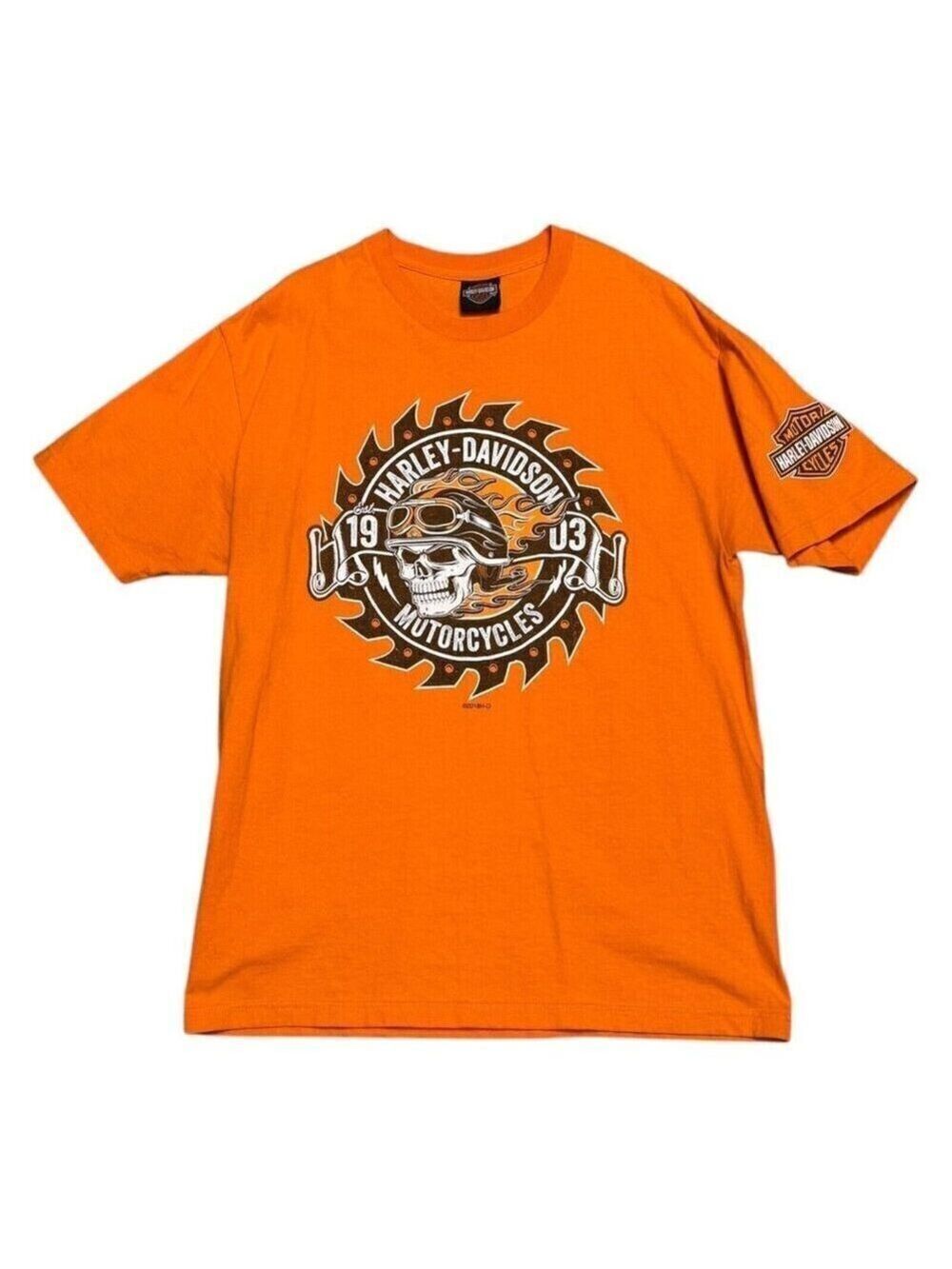 HARLEY DAVIDSON Las Vegas Nevada Orange Motorcycle Biker Tee Shirt Mens Medium